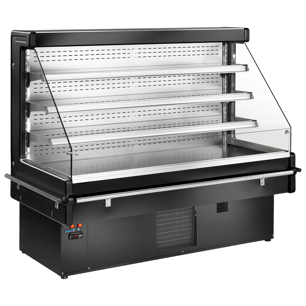 Kühltheke für Selbstbedienung mit 3 Regalböden, Umluft, Wandmodell, +2°/+ 4°C, B=1000 mm - Schwarz — Virtus BGB0455