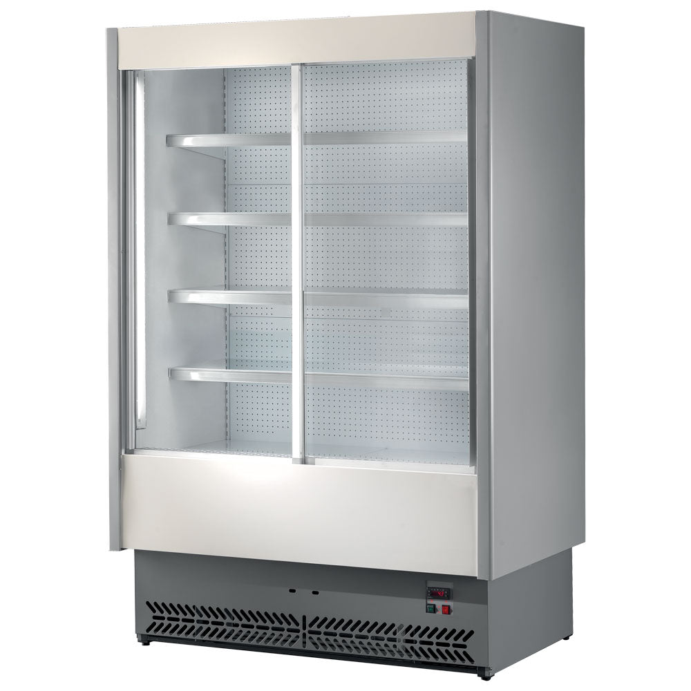 Wandkühlregal 1600 mm mit 4 Regalböden und Schiebetüren, +3°/+5°C - Molkereiprodukte — Virtus BHZ0091