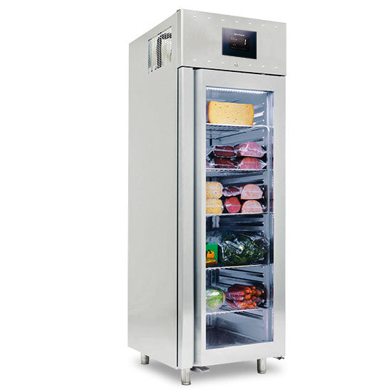 Kühlschrank 700 Liter aus Edelstahl GN 2/1 mit Glastür, -2°/+8°C, 85 mm Isolierung - WiFi — Virtus BMA0022/FN