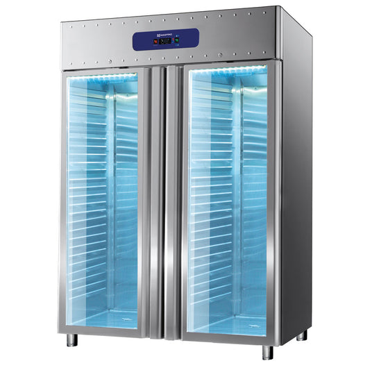 Tiefkühlschrank 1400 Liter aus Edelstahl mit Glastüren, GN 2/1, -10°/-25°C, 85 mm Isolierung — Virtus BMB0201G