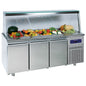 Saladette mit 3 Türen GN 1/1 und Glasstruktur, 5x GN 1/1 H=150 mm, -2°/+8°C — Virtus BNA0069