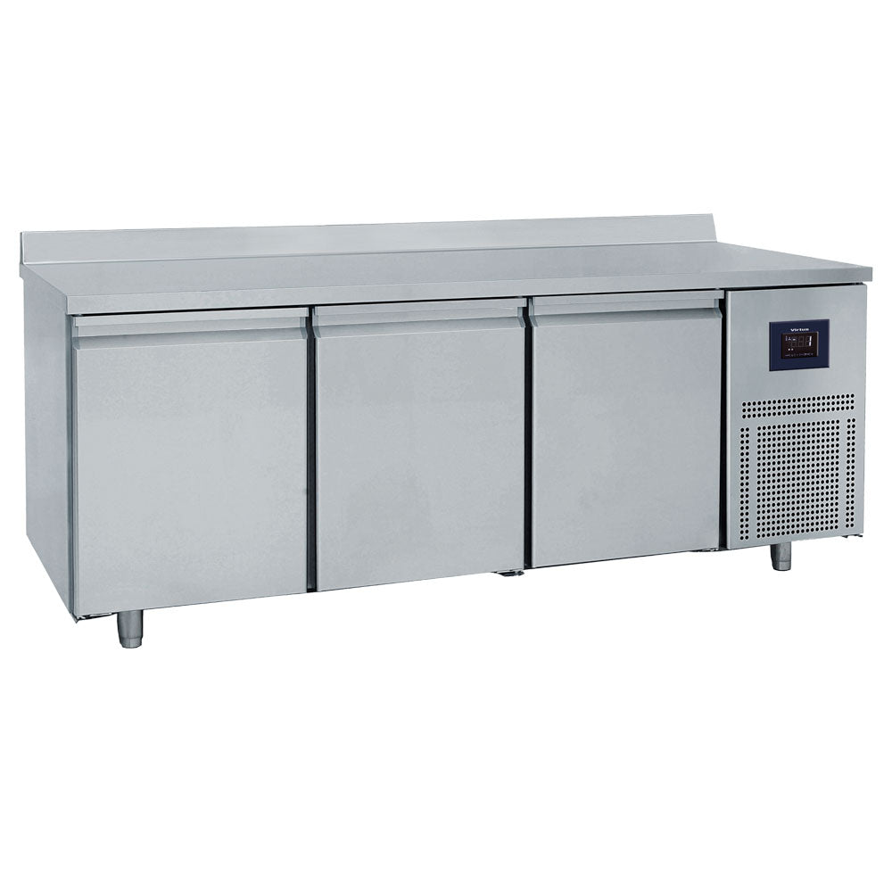 Bäckereikühltisch 3-türig 600x400 mm, Edelstahlarbeitsplatte mit Aufkantung, -2°/+8°C - WiFi — Virtus BNZ0005/FNPI