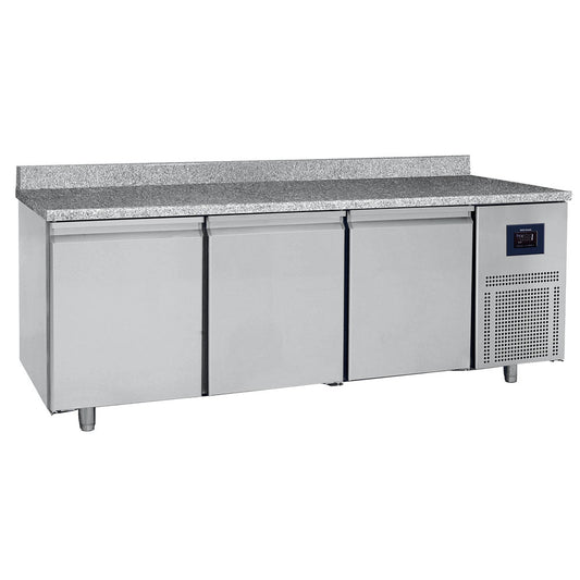 Bäckereitiefkühltisch 3-türig 600x400 mm, Granitarbeitsplatte mit Aufkantung, -10°/-22°C - WiFi — Virtus BNZ0007/FN