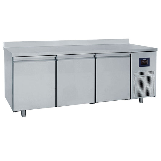 Bäckereitiefkühltisch 3-türig 600x400 mm, Edelstahlarbeitsplatte mit Aufkantung, -10°/-22°C - WiFi — Virtus BNZ0007/FNPI