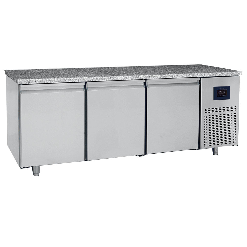 Bäckereitiefkühltisch 3-türig 600x400 mm, Granitarbeitsplatte, -10°/-22°C - WiFi — Virtus BNZ0008/FN