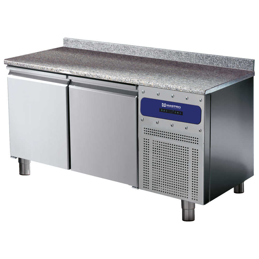 Bäckereikühltisch 2 Türen 600x400 mm, Granitarbeitsplatte mit Aufkantung, -2°/+8°C — Virtus BNZ0041