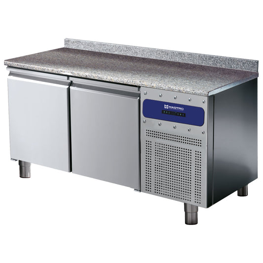 Bäckereikühltisch 2 Türen 600x400 mm, Granitarbeitsplatte mit Aufkantung, -2°/+8°C — Virtus BNZ0041