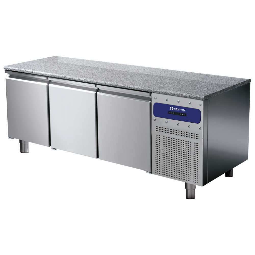 Bäckereikühltisch 3 Türen 600x400 mm, Granitarbeitsplatte, -2°/+8°C — Virtus BNZ0042