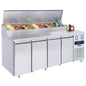 Kühl-Vorbereitungstisch 4 Türen GN 1/1, 9x GN 1/3 H=150 mm, -2°/+8°C — Virtus CCZ0029/F