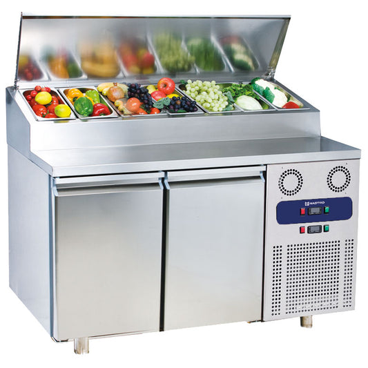 Kühl-Vorbereitungstisch 2 Türen GN 1/1, 7x GN 1/3 H=150 mm, -2°/+8°C — Virtus CCZ0035/F