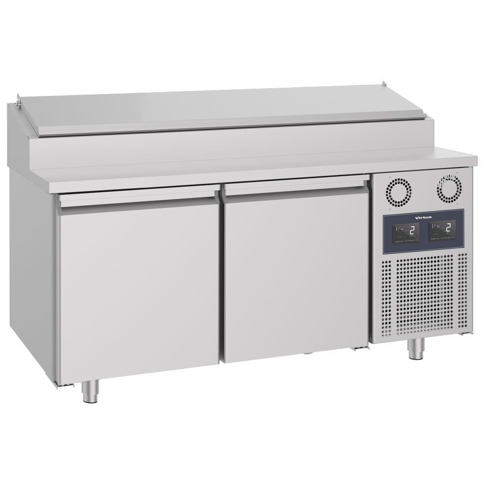 Kühl-Vorbereitungstisch mit 2 Türen 600x400 mm, 8x GN 1/3 H=150 mm, -2°/+8°C - WiFi — Virtus CCZ0036/FN