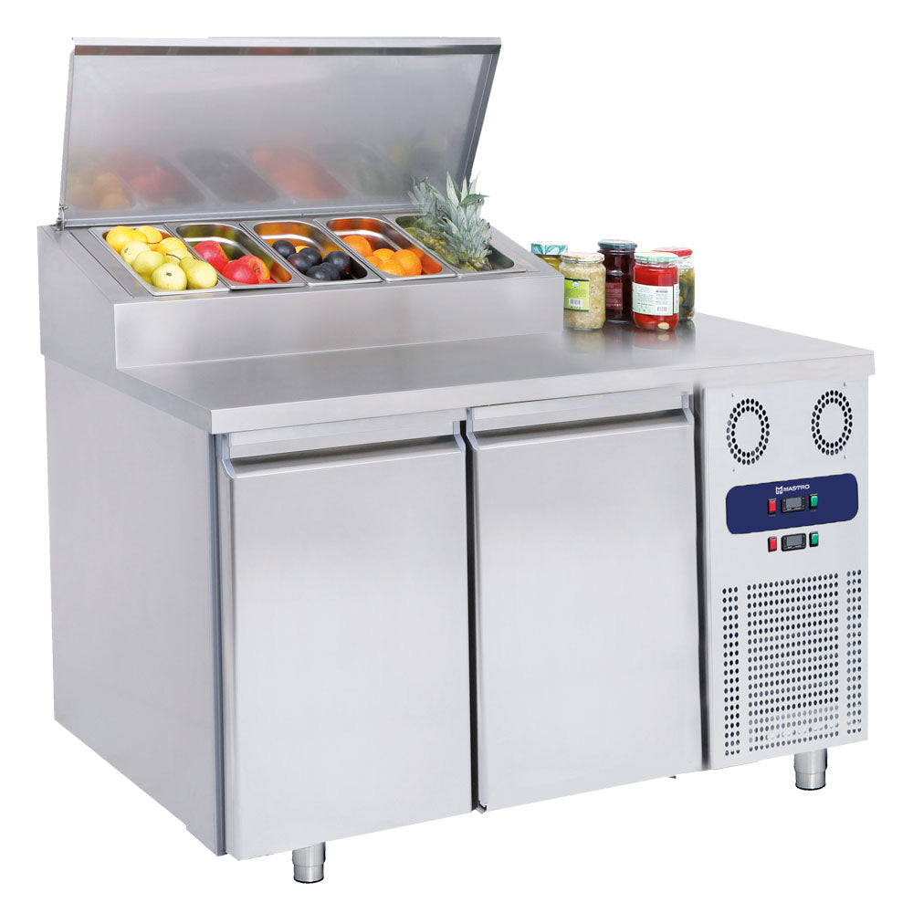 Kühl-Vorbereitungstisch 2 Türen GN 1/1, 4x GN 1/3 H=150 mm, -2°/+8°C — Virtus CCZ0040/F