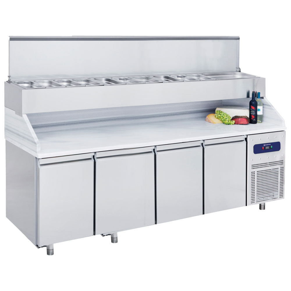 Pizzatisch mit 4 Türen GN 1/1 und Kühlaufsatz 12x GN 1/3 H=150 mm — Virtus CCZ0105