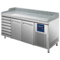 Pizzatisch mit 2 Türen 600x400 mm, 7 Schubladen 600x400 mm — Virtus CCZ0111