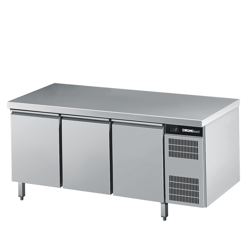 Bäckerei-Kühltisch EN4060, mit Tischplatte allseits ab, Steckerfertig, 1950 × 800 × 850 mm