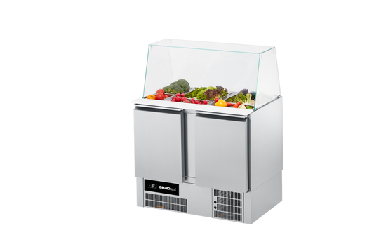 Saladette BR 795, GN 1/1, glass attachment, 2 doors, 950 × 680 × 815/1200 mm