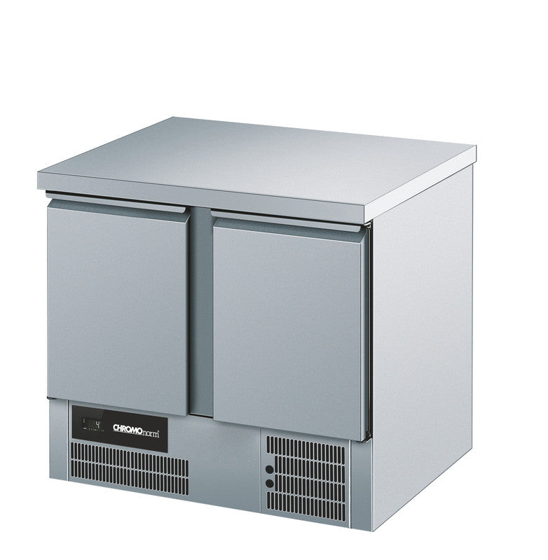Kühltisch BR 795, GN 1/1, 2 Türen, mit Tischplatte allseits ab, 950 × 700 × 850 mm