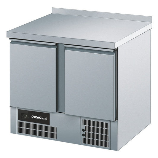 Refrigerated counter BR 795, GN 1/1, 2 doors, with top plate edged at the back, 950 × 700 × 850 mm