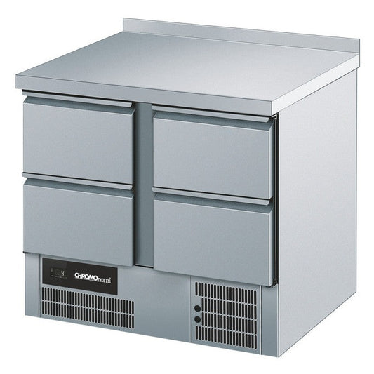 Refrigerated counter BR 795, GN 1/1, 4 drawers 1/2, with folded-up rear tabletop, 950 × 700 × 850 mm