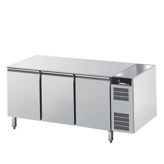 Freezer counter GN 1/1, 3 doors without worktop, central cooling, 1575 × 680 × 800 mm
