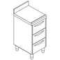 Schubladenblock mit 3 Schubladen GN 1/1 und Aufkantung, 500x700 mm — Virtus DTC3A705