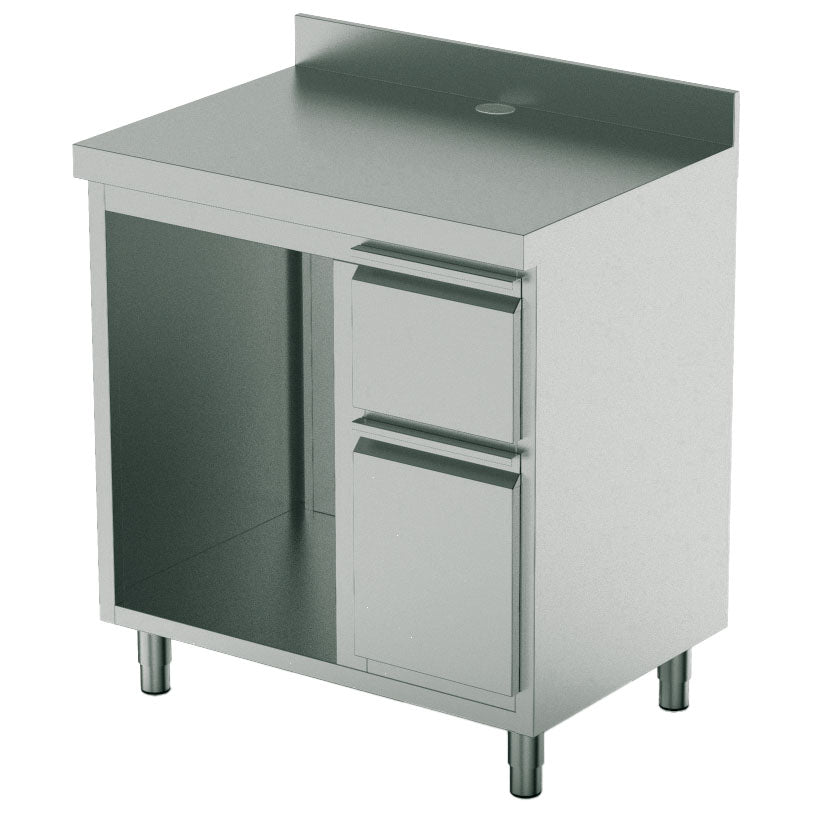 Kaffeemaschinentheke 1000x700 mm mit Schublade, Kaffeesatzschublade, Abfallbehälter, 1 Gerätefach — Virtus EEZ0001