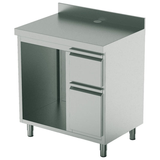 Kaffeemaschinentheke 1000x700 mm mit Schublade, Kaffeesatzschublade, Abfallbehälter, 1 Gerätefach — Virtus EEZ0001