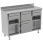 Kaffeemaschinentheke 1500x600 mm mit 2 Schubladen, Kaffeesatzschublade, geschlossenem Schrank — Virtus EEZ0022