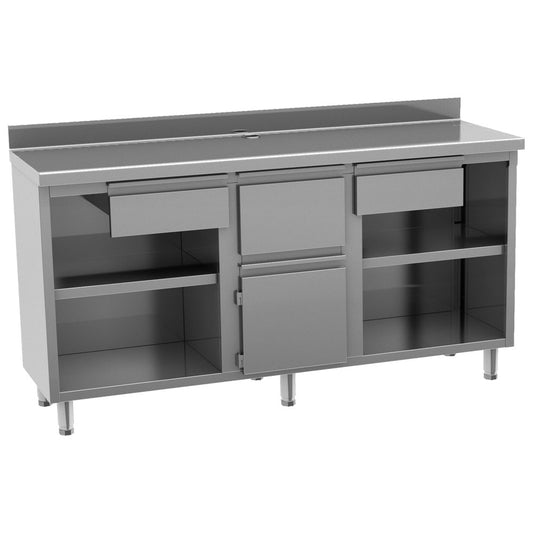Kaffeemaschinentheke 2000x600 mm mit 2 Schubladen, Kaffeesatzschublade, geschlossenem Schrank — Virtus EEZ0023