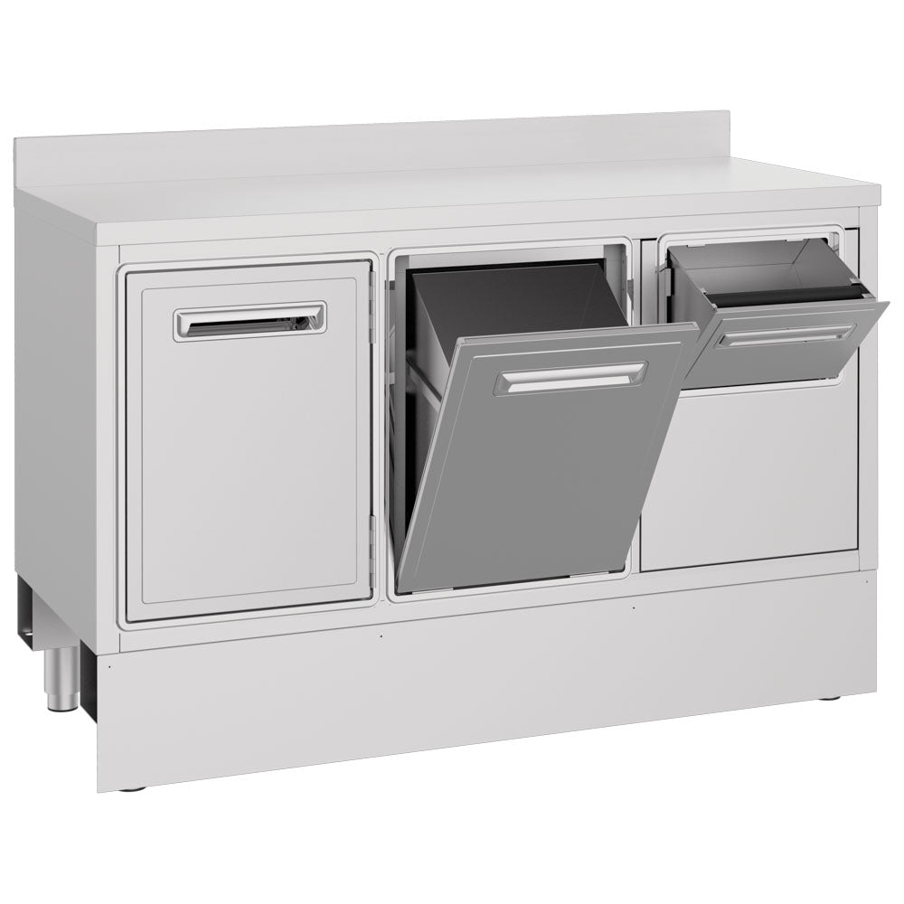 Kaffeemaschinentheke 1480x700 mm mit Kaffeesatzschublade, Abfallbehälter, 1 Tür — Virtus EEZ0054