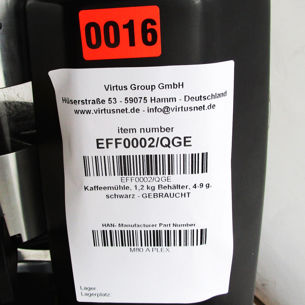 Kaffeemühle, 1,2 kg Behälter, 4-9 g, schwarz - GEBRAUCHT — Virtus EFF0002/QGE (Ansicht 5)