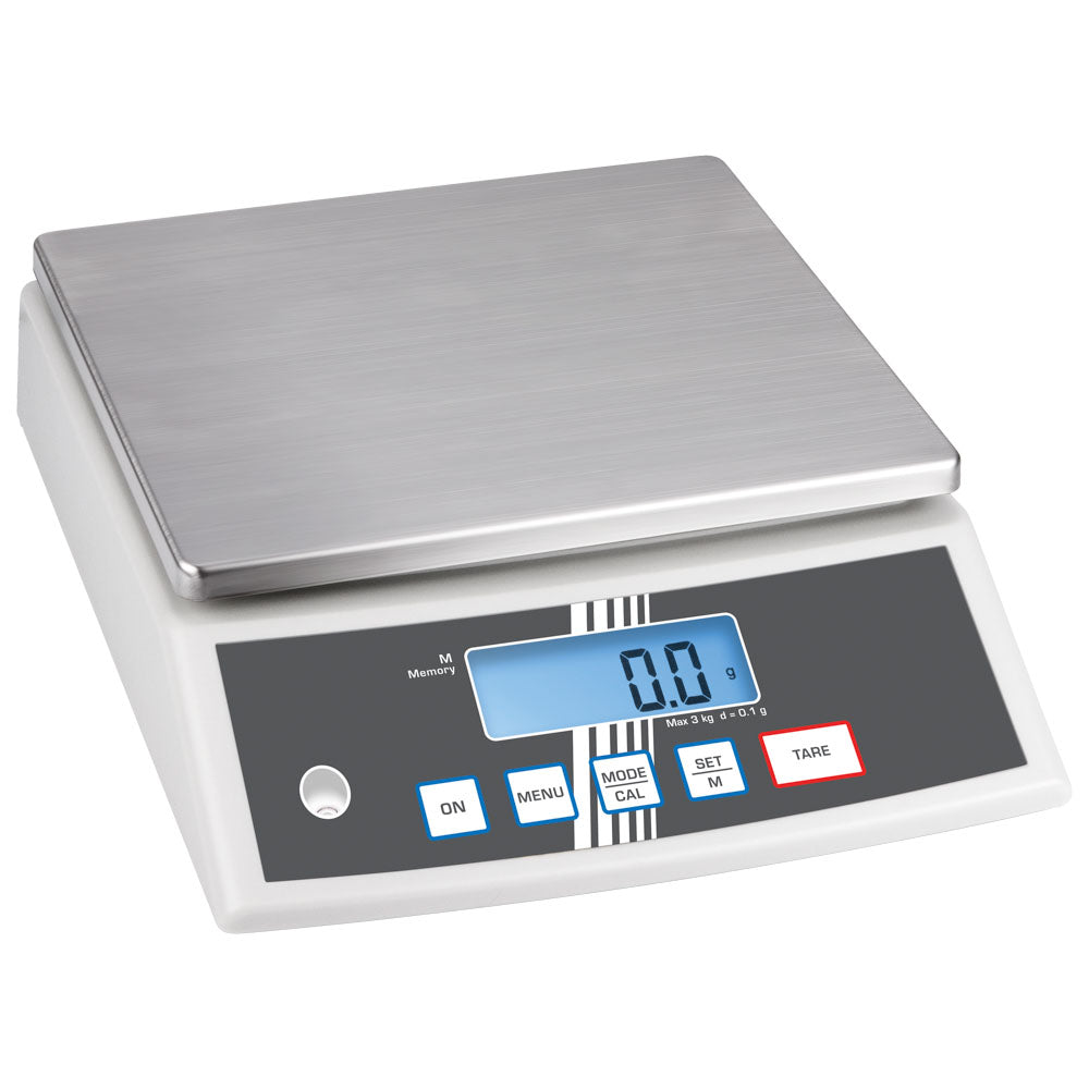 Tischwaage in Edelstahl, Wägebereich maximal 3 kg, Ablesbarkeit 0,1 g — Virtus FCF3K4