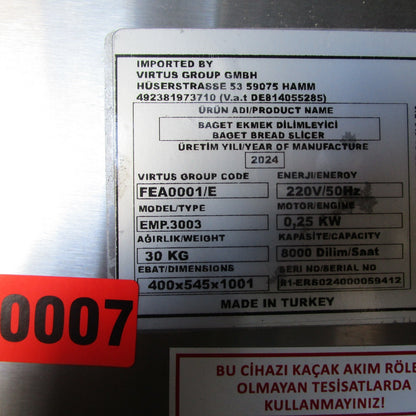 Elektro-Baguetteschneidemaschine für 10-80 mm Scheiben - GEBRAUCHT — Virtus FEA0001/EGE (Ansicht 3)