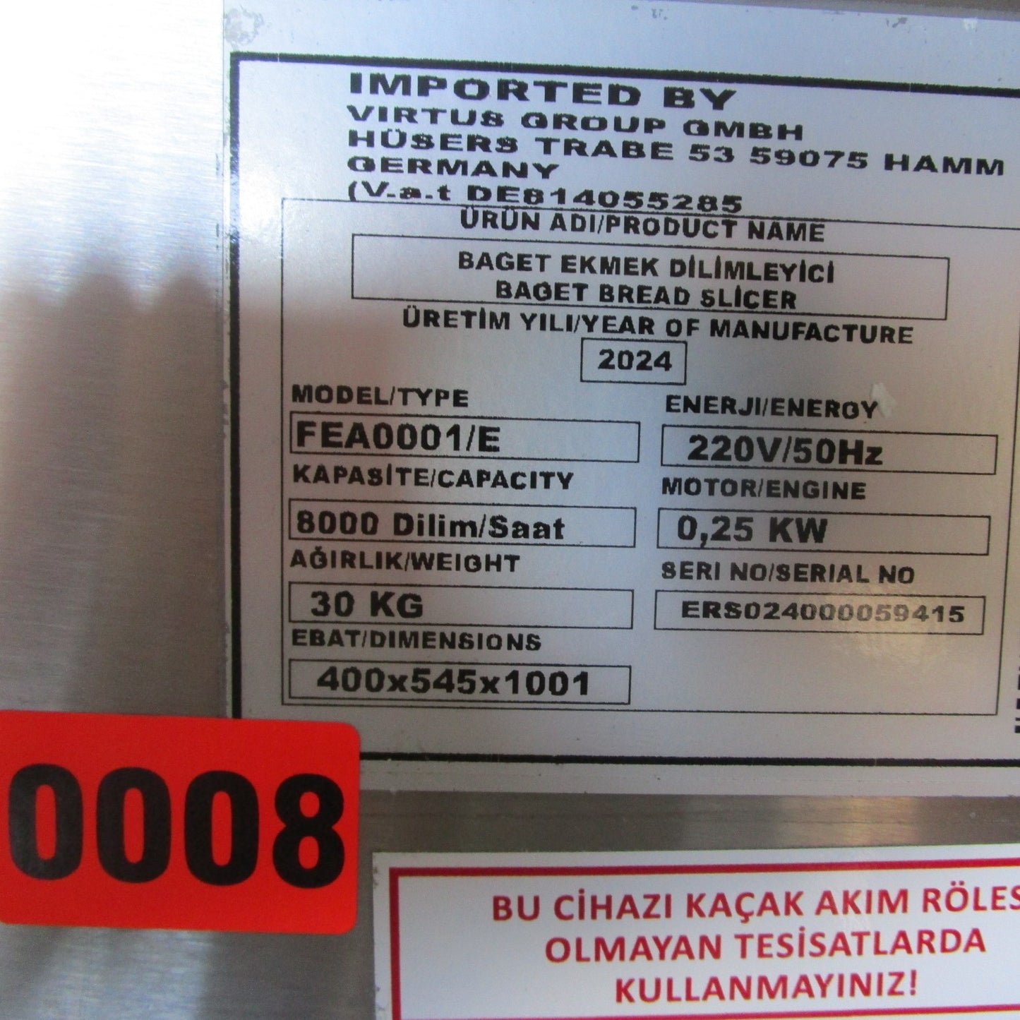 Elektro-Baguetteschneidemaschine für 10-80 mm Scheiben - GEBRAUCHT — Virtus FEA0001/EGE (Ansicht 6)