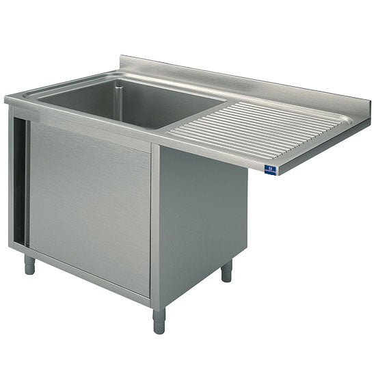 Spülschrank mit Flügeltür für Einbau-Geschirrspüler, 1 Becken links, 1400x700 mm — Virtus GLA0041