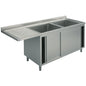 Spülschrank mit Schiebetüren für Einbau-Geschirrspüler, 2 Becken rechts, 2000x700 mm — Virtus GLA0046