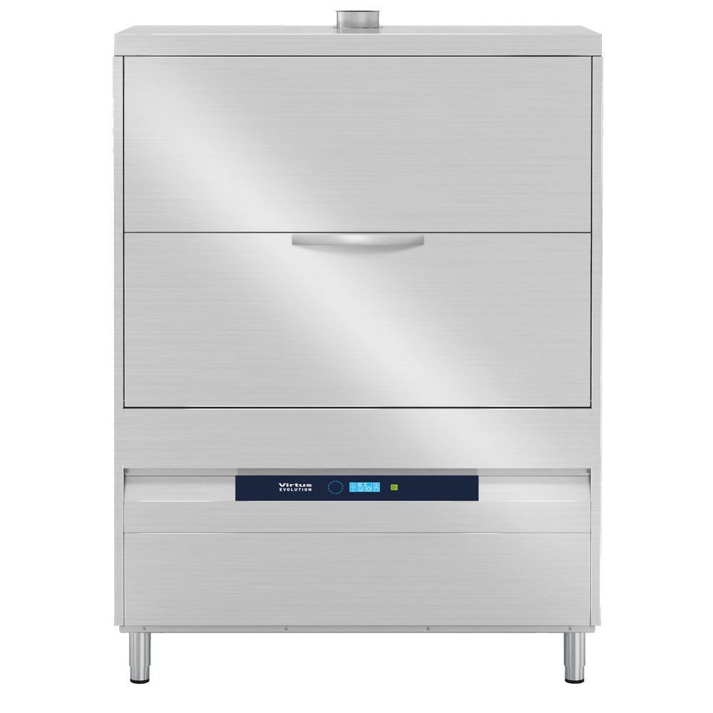 Topfspüler mit Spülmitteldosierer und Ablaufpumpe, elektronisch, Korbmaß 2x 60x67 cm, max H=85 cm — Virtus GLB0137