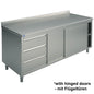 Neutraler Arbeitsschrank mit eingebauter Schubladeneinheit links, mit Schiebetüren und Aufkantung, 2000x700 mm — Virtus HCA0064/S