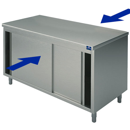 Neutraler Durchreichearbeitsschrank mit Schiebetüren, 1700x500 mm — Virtus HCA0258