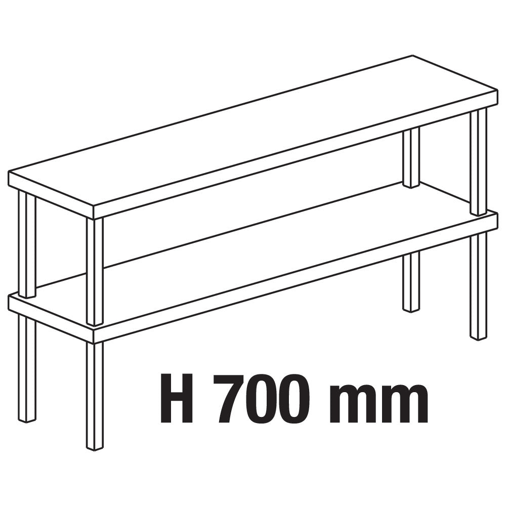 Ausgabeaufsatz, Aufsatz 2-etagig, seitlich offen, 2000x300 mm — Virtus HCB0091
