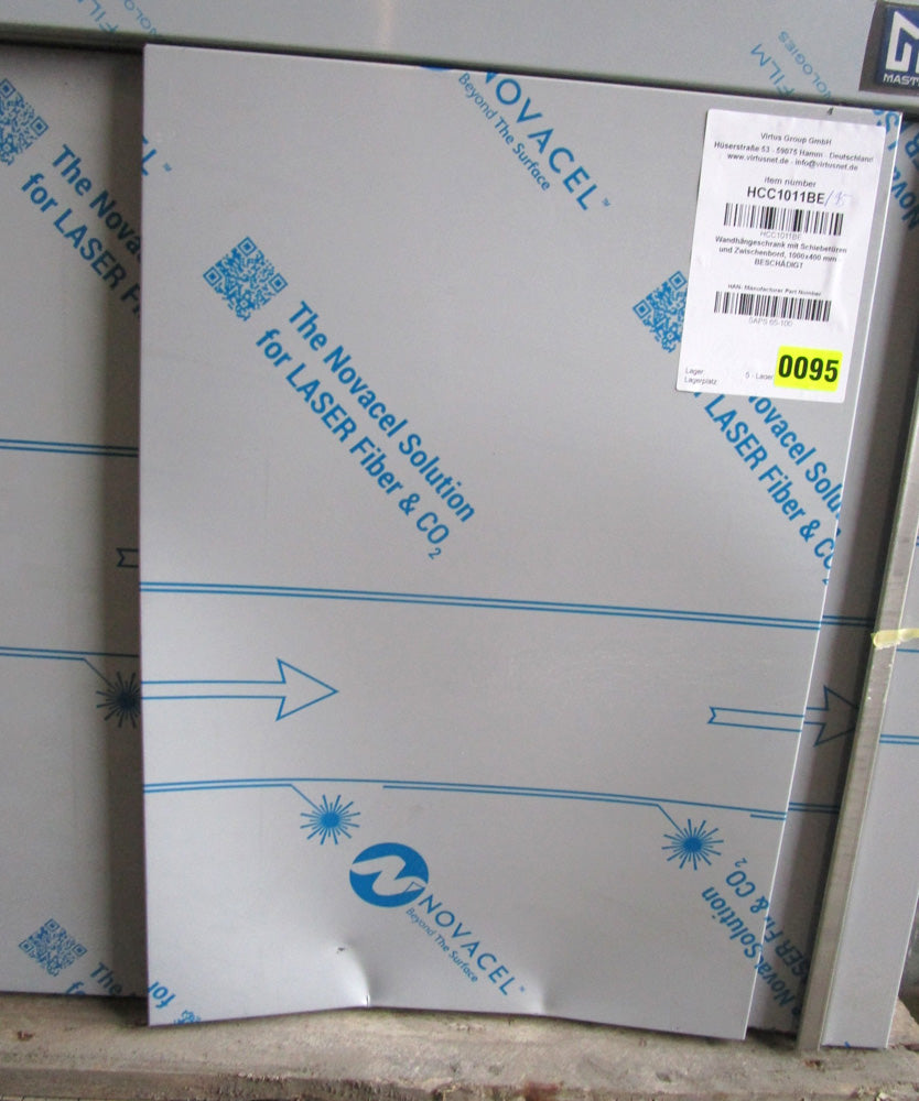 Wandhängeschrank mit Schiebetüren und Zwischenbord, 1000x400 mm - BESCHÄDIGT — Virtus HCC1011BE (Ansicht 2)