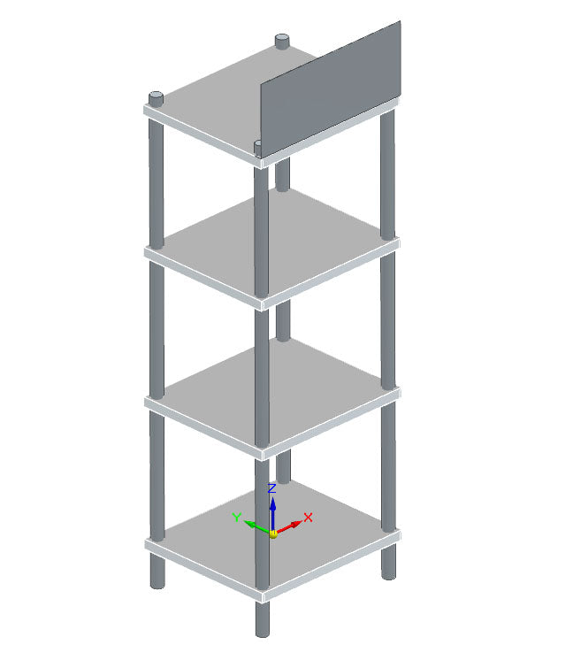 Werbeaufsteller aus Edelstahl mit 4 Regalböden, 700x600x2000 mm — Virtus HCD0005 Restposten