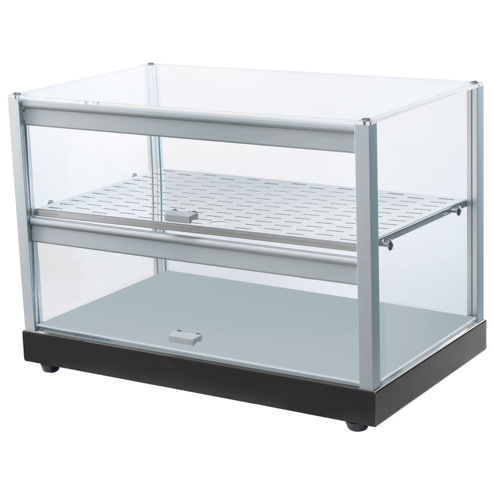 Neutrale Vitrine mit 2 Ebenen und gerader Frontverglasung — Virtus IBB0007
