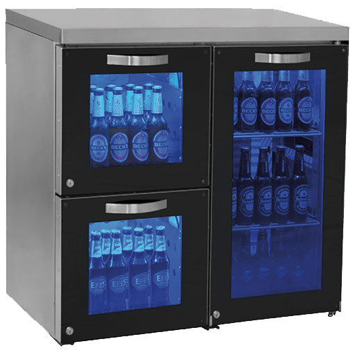 Barkühlschrank rechts mit 1 Glasflügeltür und 2 Glasschubladen, 90 Flaschen — Virtus IBC0059