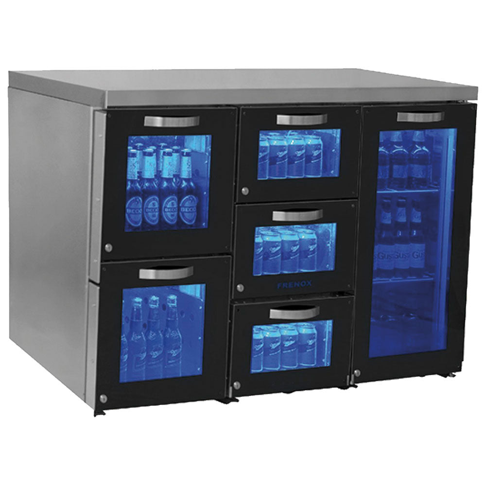 Barkühlschrank rechts mit 1 Glasflügeltür und 5 Glasschubladen, 120 Flaschen — Virtus IBC0061