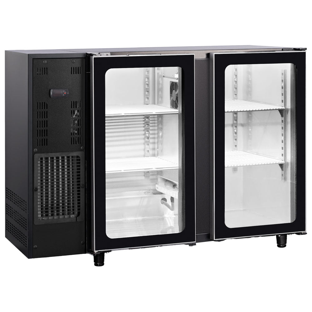 Barkühlschrank mit 2 Glasflügeltüren, 380 Liter, -2°/+8°C - schwarz lackiert — Virtus IBC0101