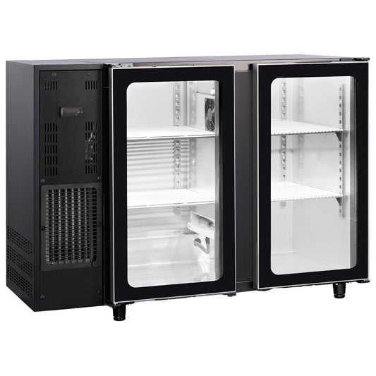 Barkühlschrank mit 2 Glasflügeltüren, 380 Liter, -2°/+8°C - schwarz lackiert — Virtus IBC0101
