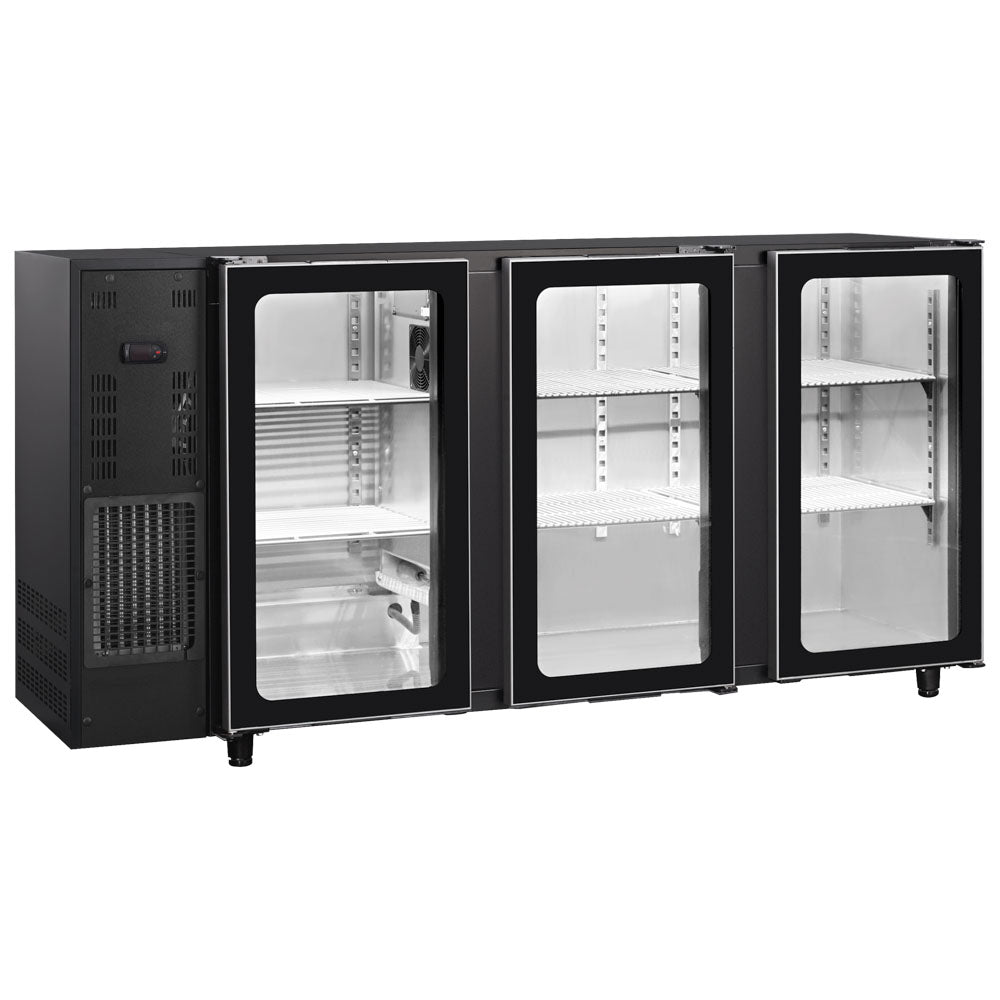 Barkühlschrank mit 3 Glasflügeltüren, 587 Liter, -2°/+8°C - schwarz lackiert — Virtus IBC0103