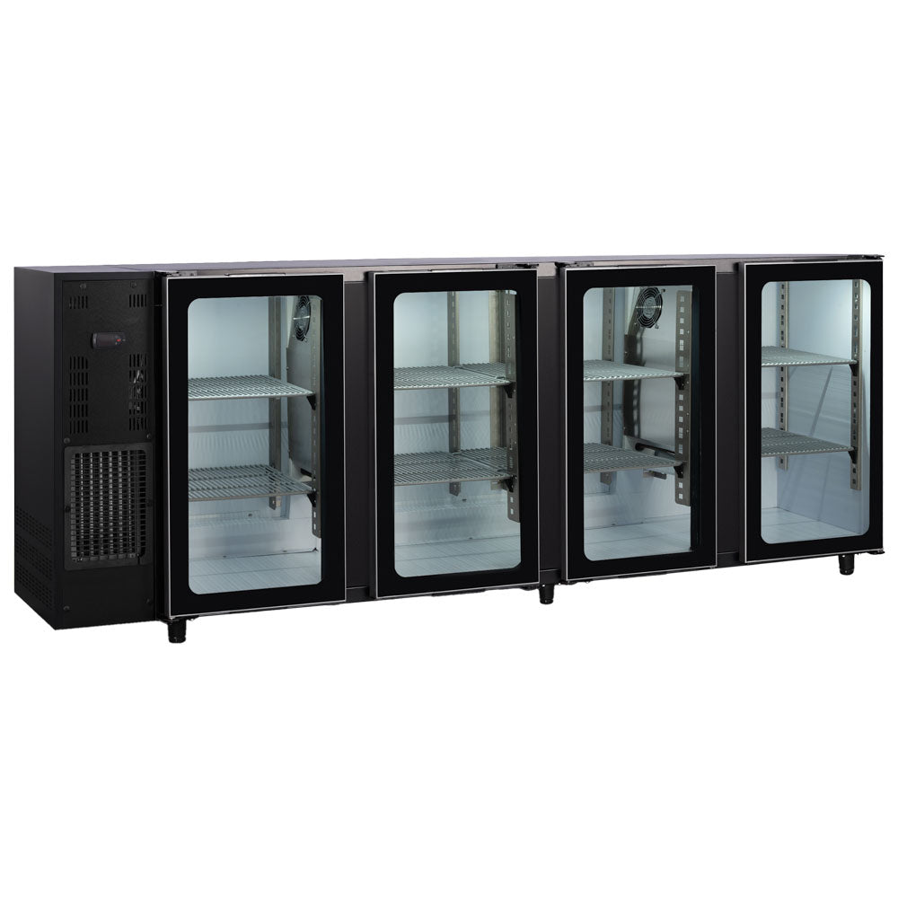 Barkühlschrank mit 4 Glasflügeltüren, 794 Liter, -2°/+8°C - schwarz lackiert — Virtus IBC0105