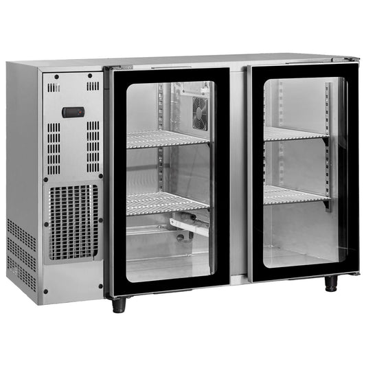 Barkühlschrank mit 2 Glasflügeltüren, 380 Liter, -2°/+8°C - Edelstahlausführung — Virtus IBC0107